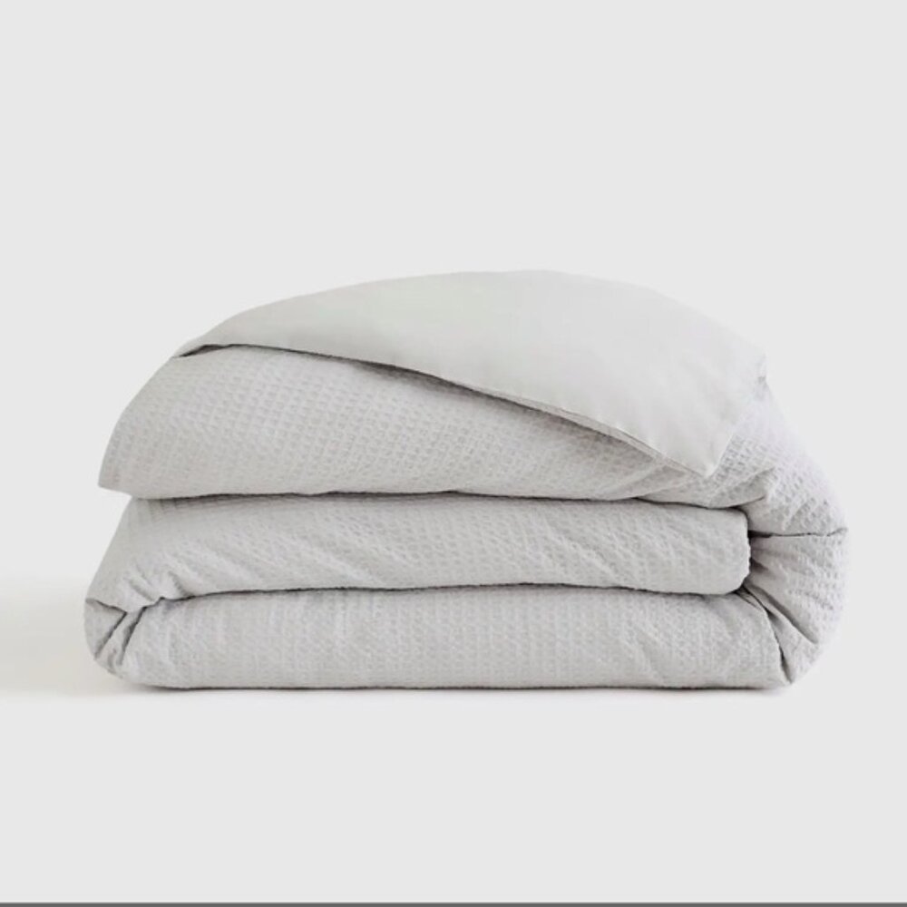 NWT Quince Organic Luxe Honeycomb Twin Duvet Cover in Light Grey - Picture 5 of 5